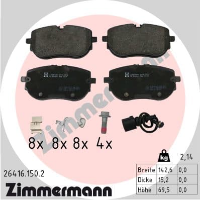 ZIMMERMANN Sada brzdových platničiek kotúčovej brzdy 26416.150.2 1