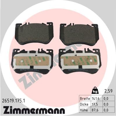 ZIMMERMANN Sada brzdových platničiek kotúčovej brzdy 26519.175.1 1