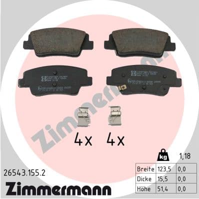 ZIMMERMANN Sada brzdových platničiek kotúčovej brzdy 26543.155.2 1