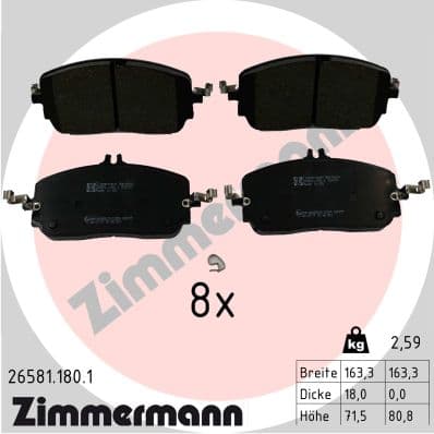 ZIMMERMANN Sada brzdových platničiek kotúčovej brzdy 26581.180.1 1