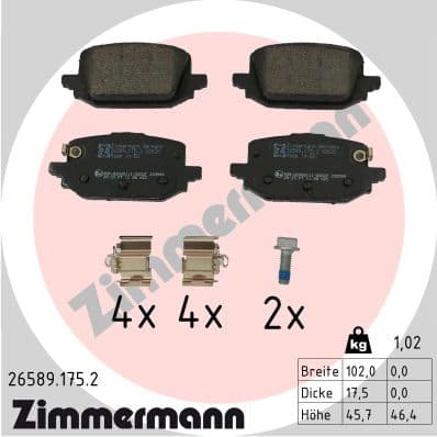 ZIMMERMANN Sada brzdových platničiek kotúčovej brzdy 26589.175.2 1
