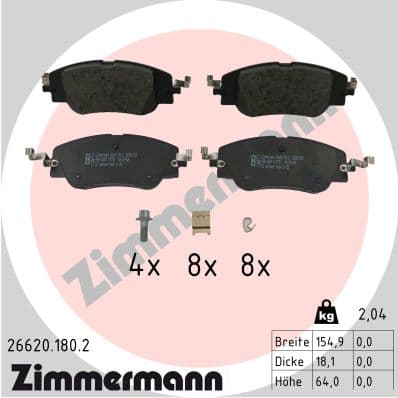 ZIMMERMANN Sada brzdových platničiek kotúčovej brzdy 26620.180.2 1