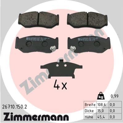 ZIMMERMANN Sada brzdových platničiek kotúčovej brzdy 26710.150.2 1