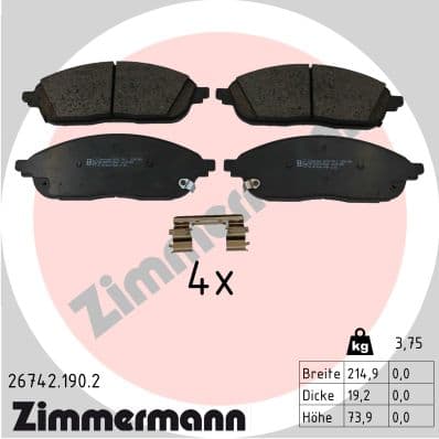 ZIMMERMANN Sada brzdových platničiek kotúčovej brzdy 26742.190.2 1