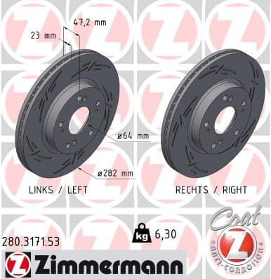 ZIMMERMANN Brzdový kotúč 280.3171.53 1