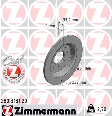 ZIMMERMANN Brzdový kotúč 280318120 1
