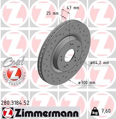 ZIMMERMANN Brzdový kotúč 280.3184.52 1