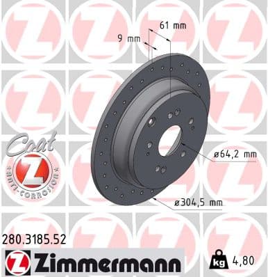 ZIMMERMANN Brzdový kotúč 280.3185.52 1