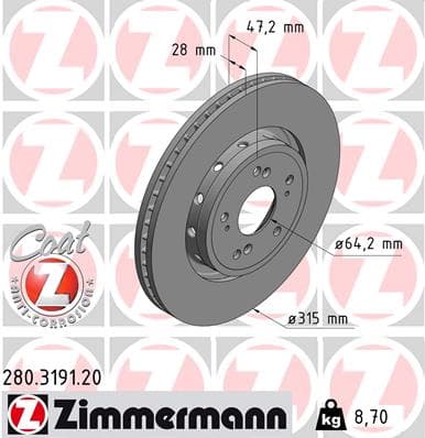 ZIMMERMANN Brzdový kotúč 280319120 1