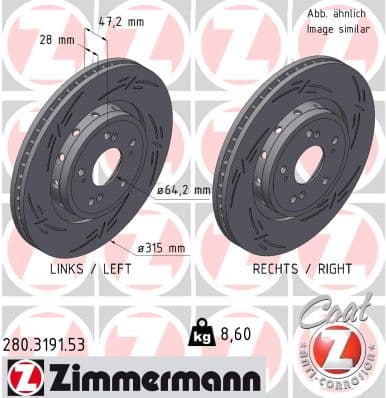 ZIMMERMANN Brzdový kotúč 280.3191.53 1