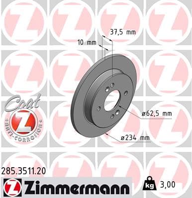 ZIMMERMANN Brzdový kotúč 285351120 1