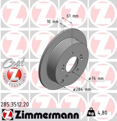 ZIMMERMANN Brzdový kotúč 285351220 1