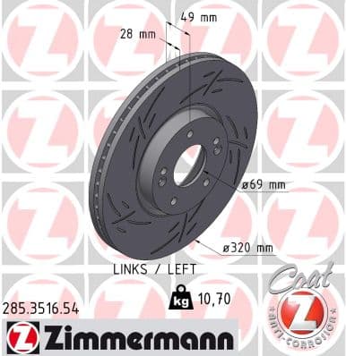 ZIMMERMANN Brzdový kotúč 285.3516.54 1