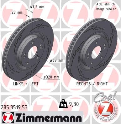 ZIMMERMANN Brzdový kotúč 285.3519.53 1
