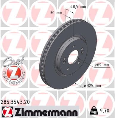 ZIMMERMANN Brzdový kotúč 285.3543.20 1
