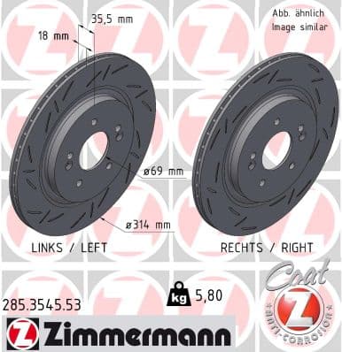 ZIMMERMANN Brzdový kotúč 285.3545.53 1