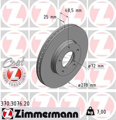 ZIMMERMANN Brzdový kotúč 370307620 1