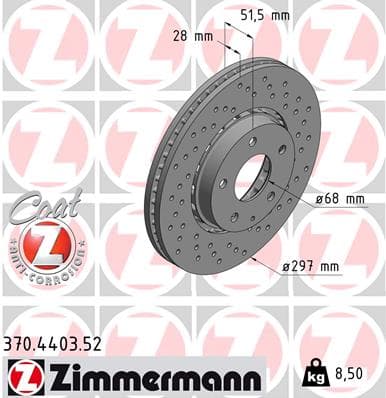 ZIMMERMANN Brzdový kotúč 370.4403.52 1