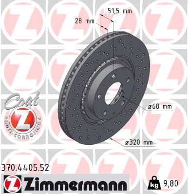 ZIMMERMANN Brzdový kotúč 370.4405.52 1