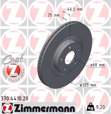 ZIMMERMANN Brzdový kotúč 370.4410.20 1