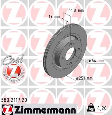ZIMMERMANN Brzdový kotúč 380211720 1