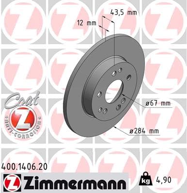 ZIMMERMANN Brzdový kotúč 400140620 1