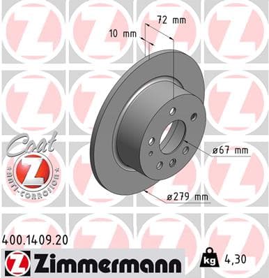 ZIMMERMANN Brzdový kotúč 400140920 1