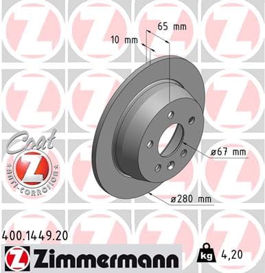 ZIMMERMANN Brzdový kotúč 400144920 1