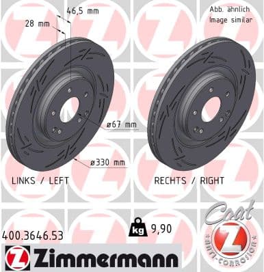 ZIMMERMANN Brzdový kotúč 400.3646.53 1