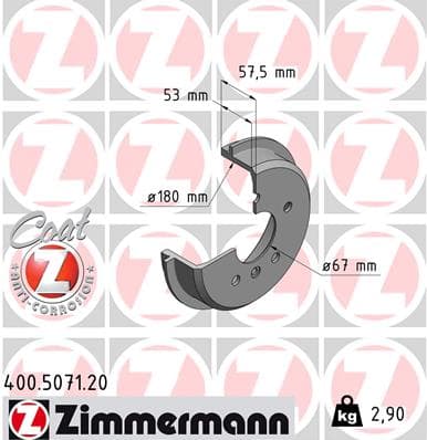 ZIMMERMANN Brzdový bubon 400.5071.20 1