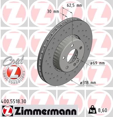 ZIMMERMANN Brzdový kotúč 400.5518.30 1