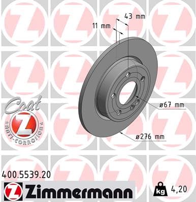 ZIMMERMANN Brzdový kotúč 400553920 1