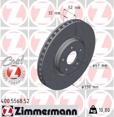 ZIMMERMANN Brzdový kotúč 400.5568.52 1