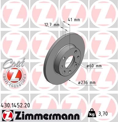 ZIMMERMANN Brzdový kotúč 430145220 1