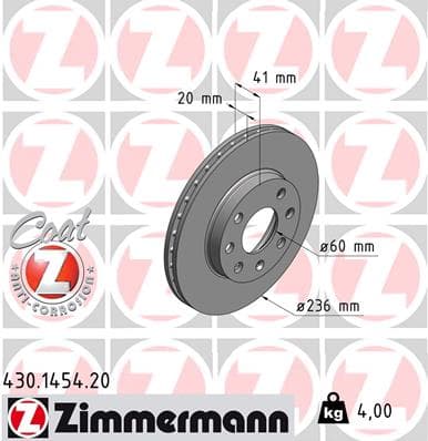 ZIMMERMANN Brzdový kotúč 430145420 1