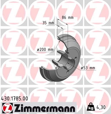 ZIMMERMANN Brzdový bubon 430178500 1
