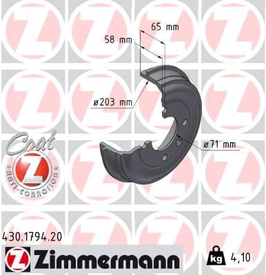 ZIMMERMANN Brzdový bubon 430.1794.20 1