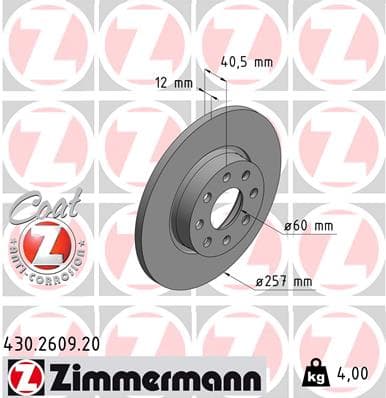 ZIMMERMANN Brzdový kotúč 430260920 1