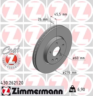 ZIMMERMANN Brzdový kotúč 430262120 1