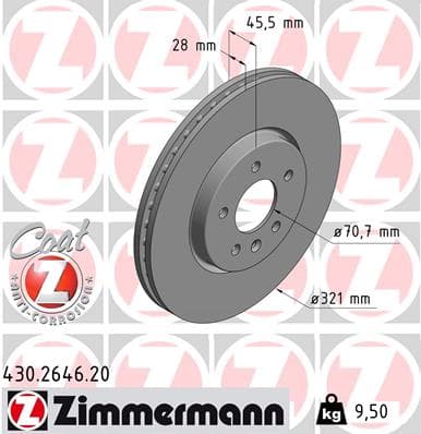 ZIMMERMANN Brzdový kotúč 430264620 1