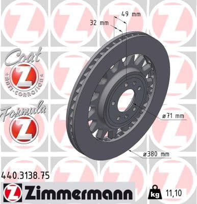 ZIMMERMANN Brzdový kotúč 440.3138.75 1