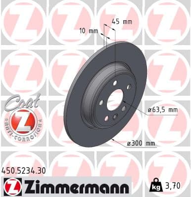 ZIMMERMANN Brzdový kotúč 450.5234.30 1