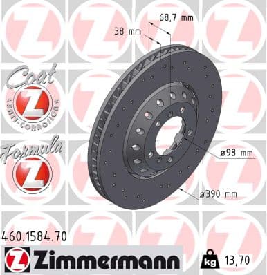 ZIMMERMANN Brzdový kotúč 460.1584.70 1
