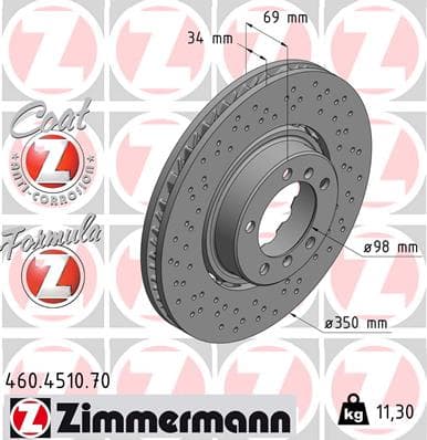 ZIMMERMANN Brzdový kotúč 460.4510.70 1