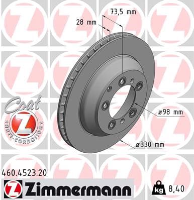 ZIMMERMANN Brzdový kotúč 460.4523.20 1