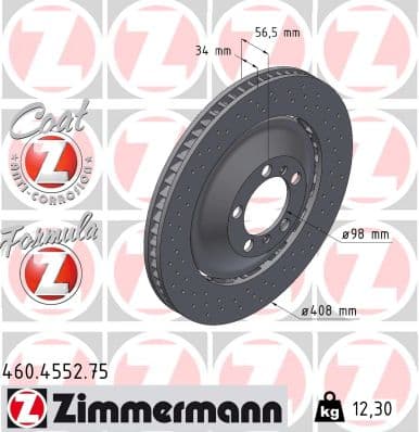 ZIMMERMANN Brzdový kotúč 460.4552.75 1