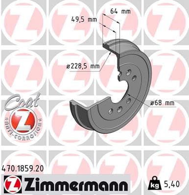 ZIMMERMANN Brzdový bubon 470.1859.20 1
