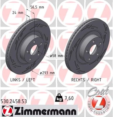 ZIMMERMANN Brzdový kotúč 530.2458.53 1