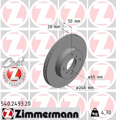 ZIMMERMANN Brzdový kotúč 540249320 1