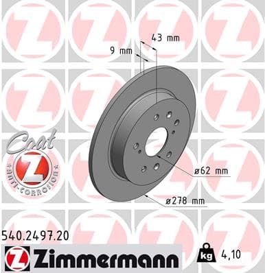ZIMMERMANN Brzdový kotúč 540249720 1